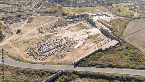 The Temple of Artemis in Magnesia drone view on the Maeander of Turkey photo