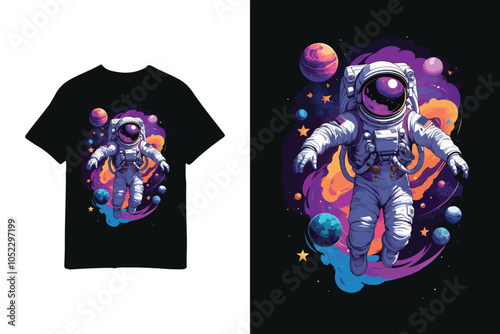 Cosmic astronaut floating in space T-shirt Design