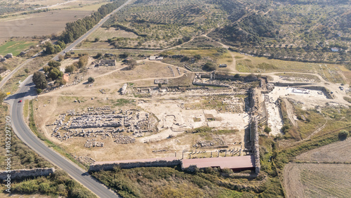 The Temple of Artemis in Magnesia drone view on the Maeander of Turkey photo