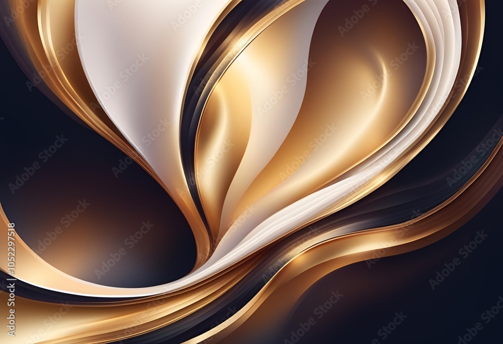 Fototapeta premium Abstract stylish golden and white wave 