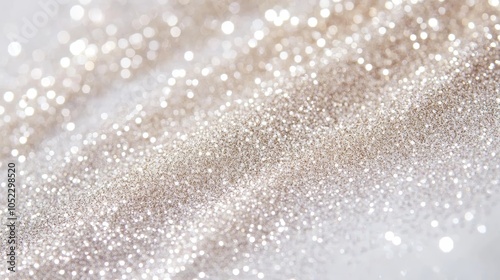 Shimmering silver and cream glitter swatches gleam on a stark white canvas, creating an ethereal and captivating display.