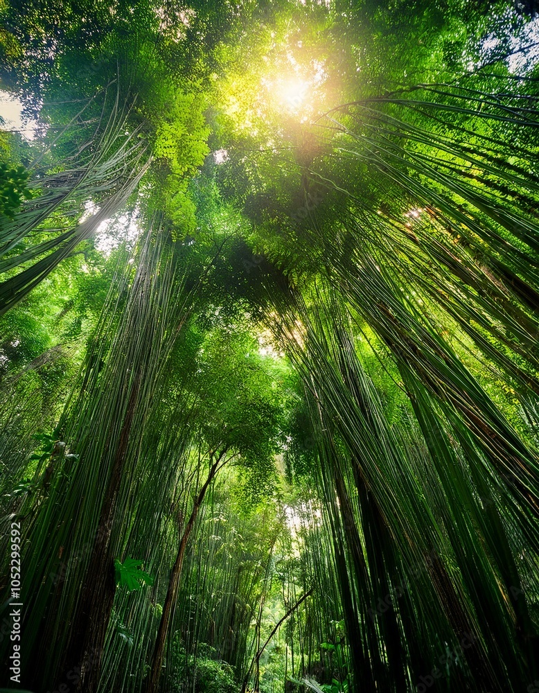 Sunlight through bamboo forest Sunlight through bamboo forest