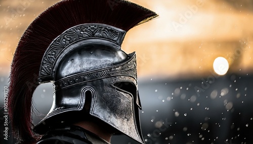 Trojan or Spartan helmet with rain