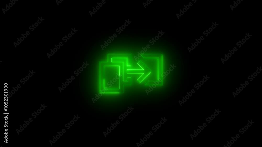 Neon print custom range icon glowing black background animation Neon print custom range icon glowing black background animation