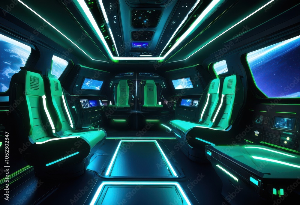 Fototapeta premium stunning spacecraft interior displaying advanced technology features sleek design innovative solutions future exploration, innovation, futuristic