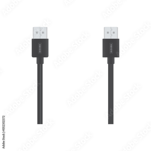 Stylish HDMI cable vector design featuring detailed connectors and dynamic lines