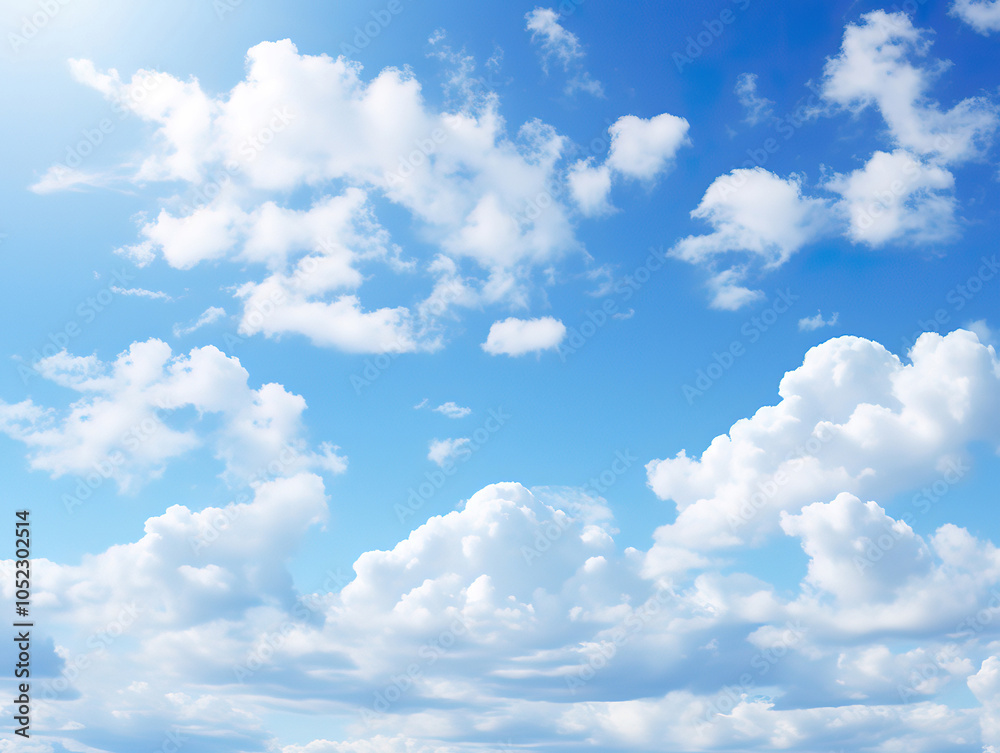 Fototapeta premium Blue Sky with Clouds Background for Sunny Spring Summer Cloud Wallpaper