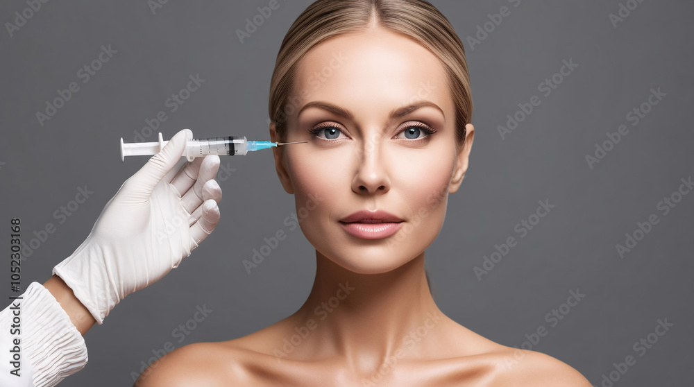 Obraz premium beautiful woman receiving botox treatment on her face, enhancing youthful features with precision, promoting confidence and modern skincare aesthetics