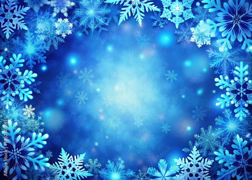 Blue Christmas Snowflake Border Design for Festive Holiday Decorations Blue Christmas Snowflake Border Design for Festive Holiday Decorations
