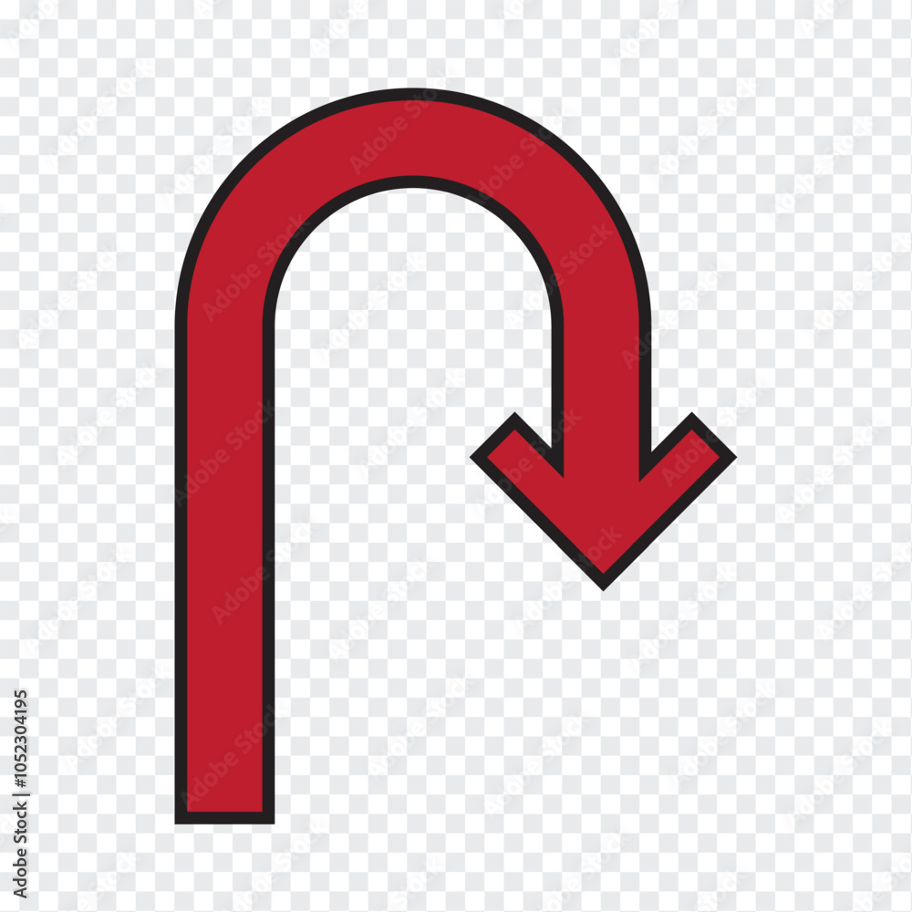 U Turn arrow icon vector illustration. U turn arrow symbol icon on transparent background. U Turn arrow icon vector illustration. U turn arrow symbol icon on transparent background.