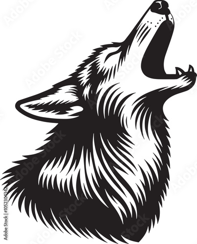 Wolf Head Vector Illustration - Outline Design photo