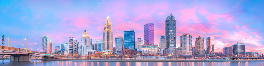Ohio,A city skyline with a bridge in the background