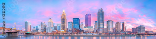 Ohio,A city skyline with a bridge in the background