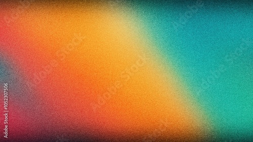 Vibrant Orange and Teal Gradient with Grainy Texture, Grainy gradients style, vintage noise, abstract background