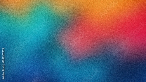 Vibrant Teal, Red, and Orange Abstract Gradient with Bold Color Transitions and Grainy Finish, Grainy gradients style, vintage noise, abstract background