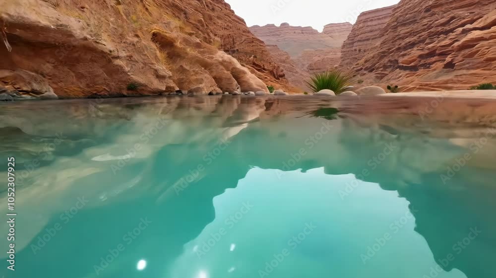 Hidden oasis in rocky desert canyon Hidden oasis in rocky desert canyon