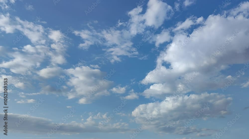 Strange and beautiful little ball clouds moving across the clear blue sky in the afternoon Strange and beautiful little ball clouds moving across the clear blue sky in the afternoon