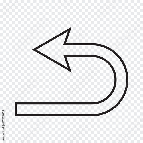 U Turn arrow icon vector illustration. U turn arrow symbol icon on transparent background.