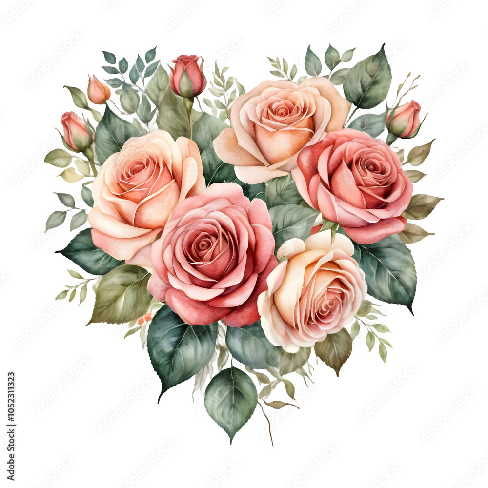 Heart shaped rose bouquet on transparent background Heart shaped rose bouquet on transparent background