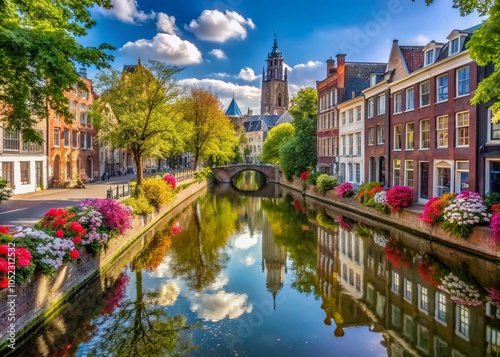 Captivating High Depth of Field View of Utrecht's Iconic Canals and Historic Architecture