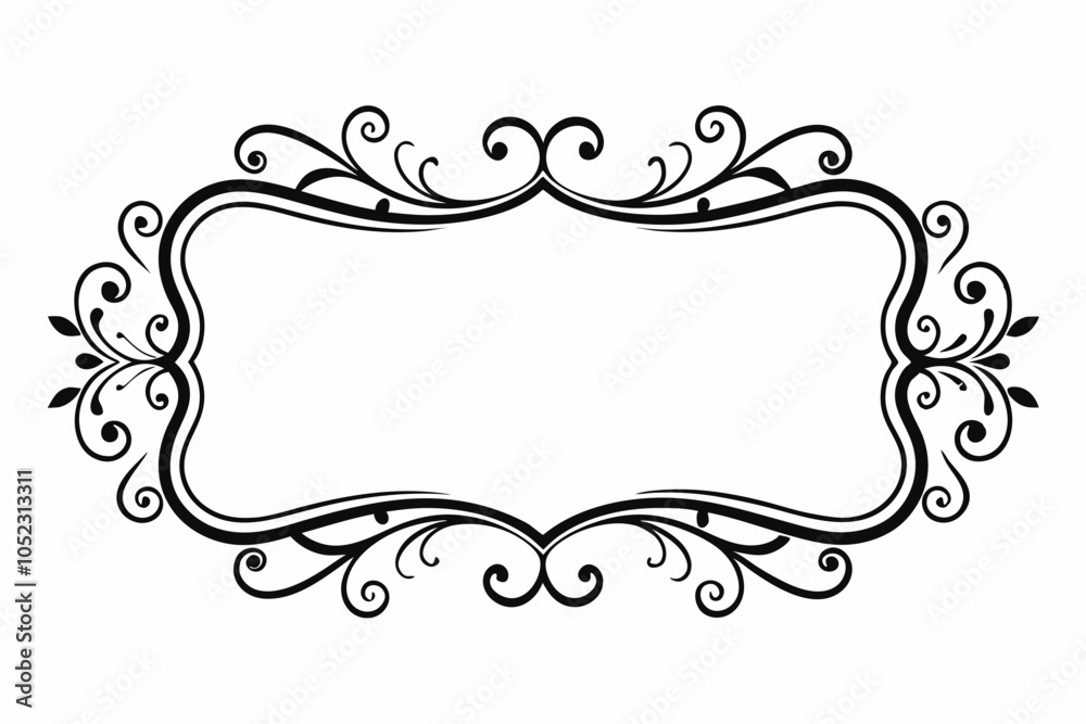 Black color Rectangular calligraphic frames set white background Black color Rectangular calligraphic frames set white background