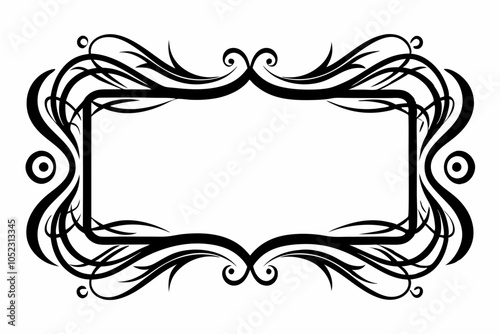 Black color Rectangular calligraphic frames set white background