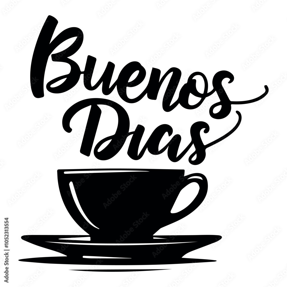 Buenos Dias - Good Morning or Good Day in Spanish Vector Template, Spanish Letter Good Morning Buenos Dias - Good Morning or Good Day in Spanish Vector Template, Spanish Letter Good Morning