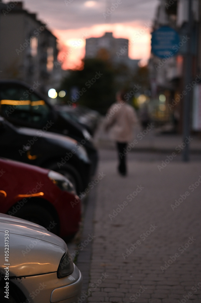 Fototapeta premium evening city light of lanterns