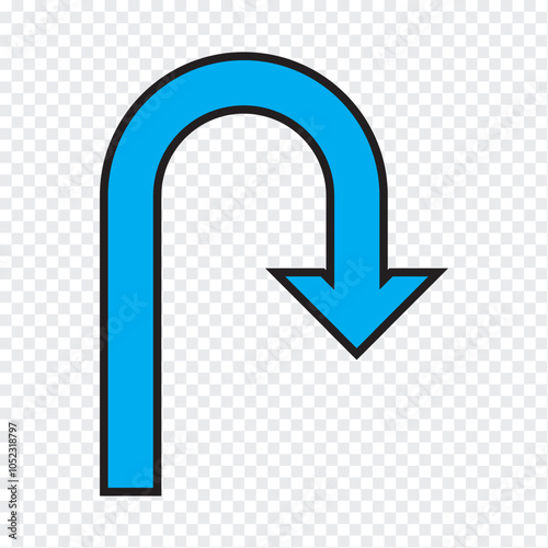 U Turn arrow icon vector illustration. U turn arrow symbol icon on transparent background.