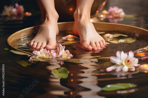 Foot massaged spa relaxation barefoot.