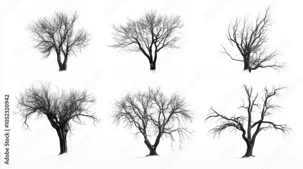 Obraz premium set 6 tree isolated on white