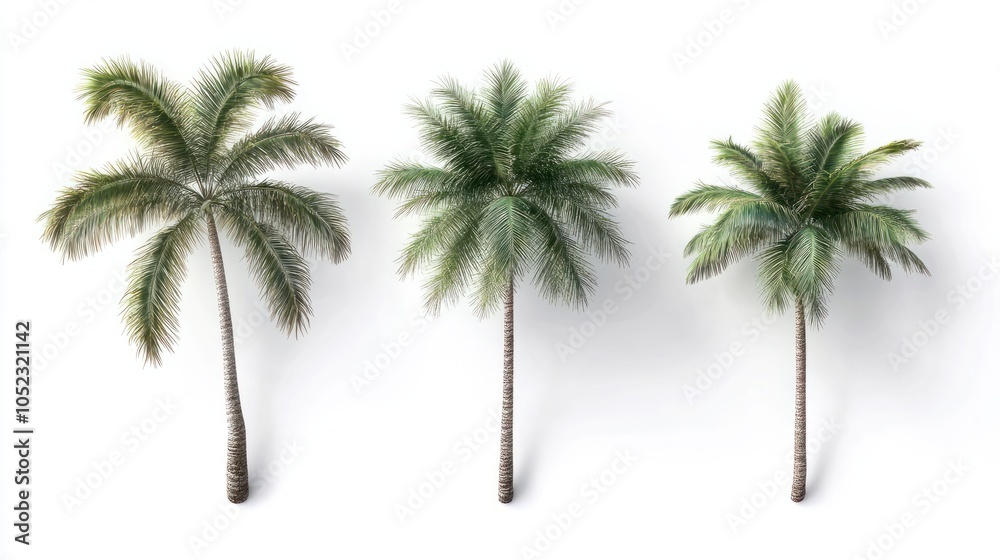 Obraz premium set tree tropical isolated on white background