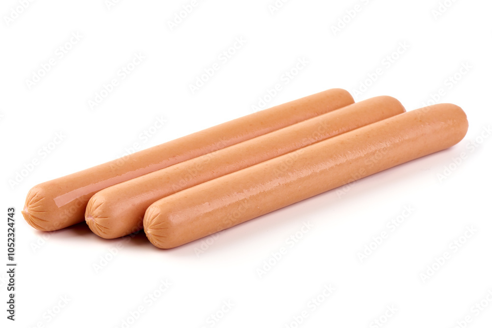 Boiled sausages, isolated on white background. Boiled sausages, isolated on white background.