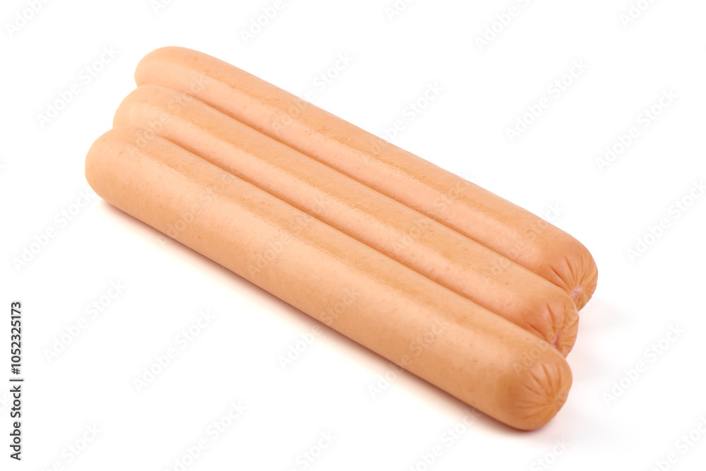 Boiled sausages, isolated on white background. Boiled sausages, isolated on white background.