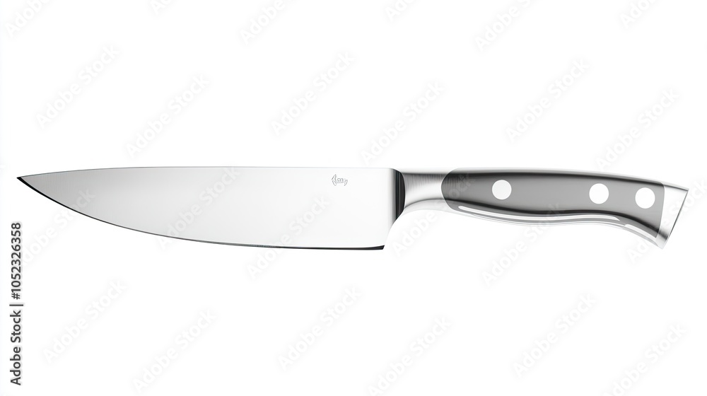 A sharp silver kitchen knife isolated on a transparent white background, perfect for culinary themes and food preparation scenes. Focus on the sleek design and cutting edge. A sharp silver kitchen knife isolated on a transparent white background, perfect for culinary themes and food preparation scenes. Focus on the sleek design and cutting edge.