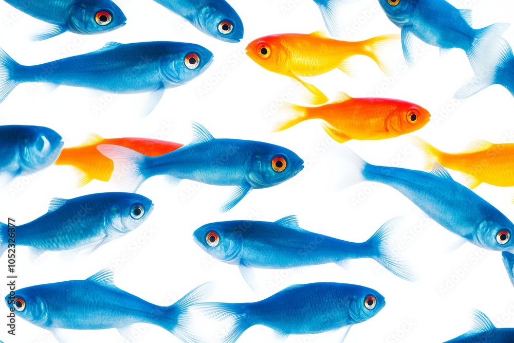 Fish school, a large group of fish swimming together in harmony, creating a mesmerizing pattern,