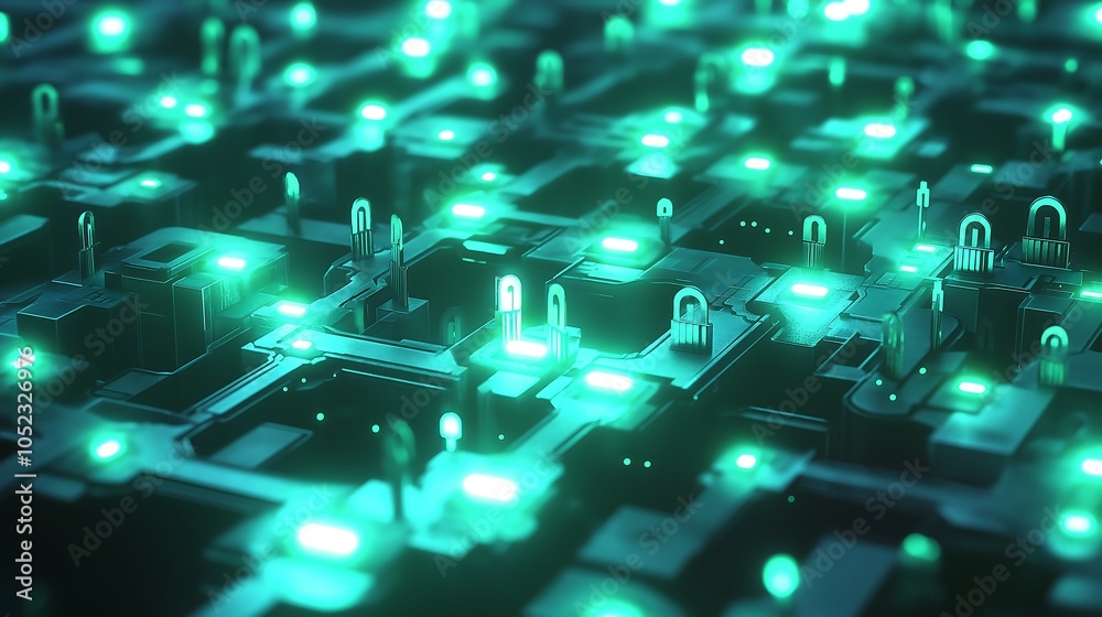 Obraz premium Futuristic and massive encryption algorithm depicted as maze.