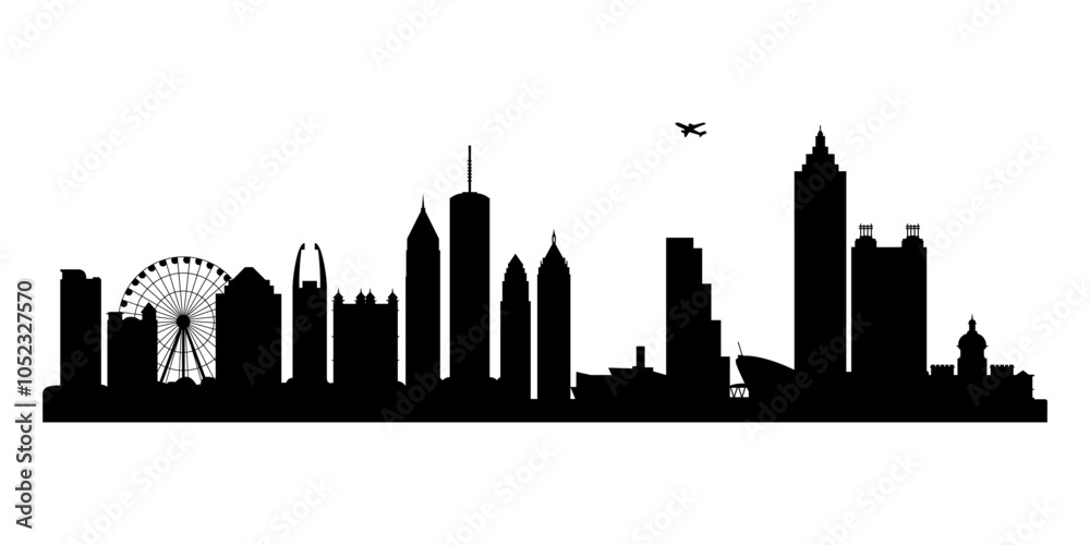 Naklejka premium Atlanta Skyline Silhouette- Modern Urban Landmark Collection