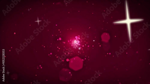 Abstract flock of red star particles. Elegant festive cosmic lights 3D animation background. Magical holiday background vertical and pentagon slow motion wallpaper twinkling fairy dust