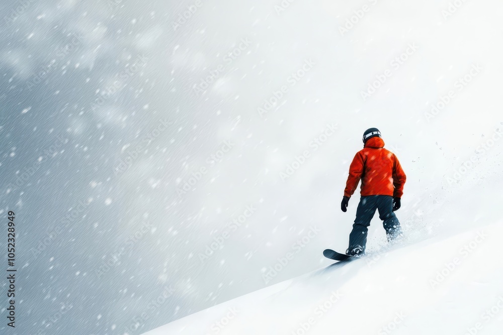 3D rendering of a snowboarder riding down a steep mountain slope, surrounded by snow-capped trees, glowing textures, Snowboarder on mountain slope, Winter adventure 3D rendering of a snowboarder riding down a steep mountain slope, surrounded by snow-capped trees, glowing textures, Snowboarder on mountain slope, Winter adventure