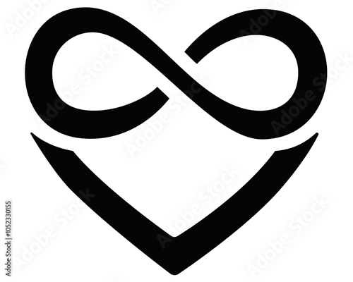 Heart and infinity - polyamory sign - vector silhouette illustration for logo, icon or pictogram. A sign of heart and infinity, endless love, a large number of partners for identity.	
