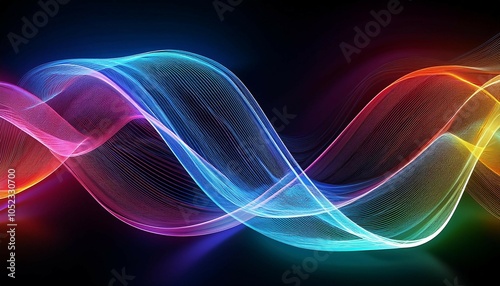 neon colored waves intertsoda gracefully creating a lively display on a dark background evoking energy and movement