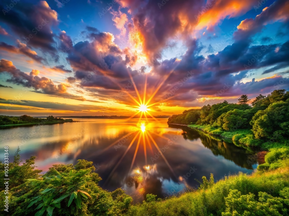 Obraz premium Colorful Explosion and Star Burst Landscape Photography for Stunning Natural Scenes