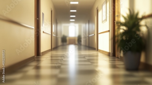 blur image background of corridor in hospital or clinic image