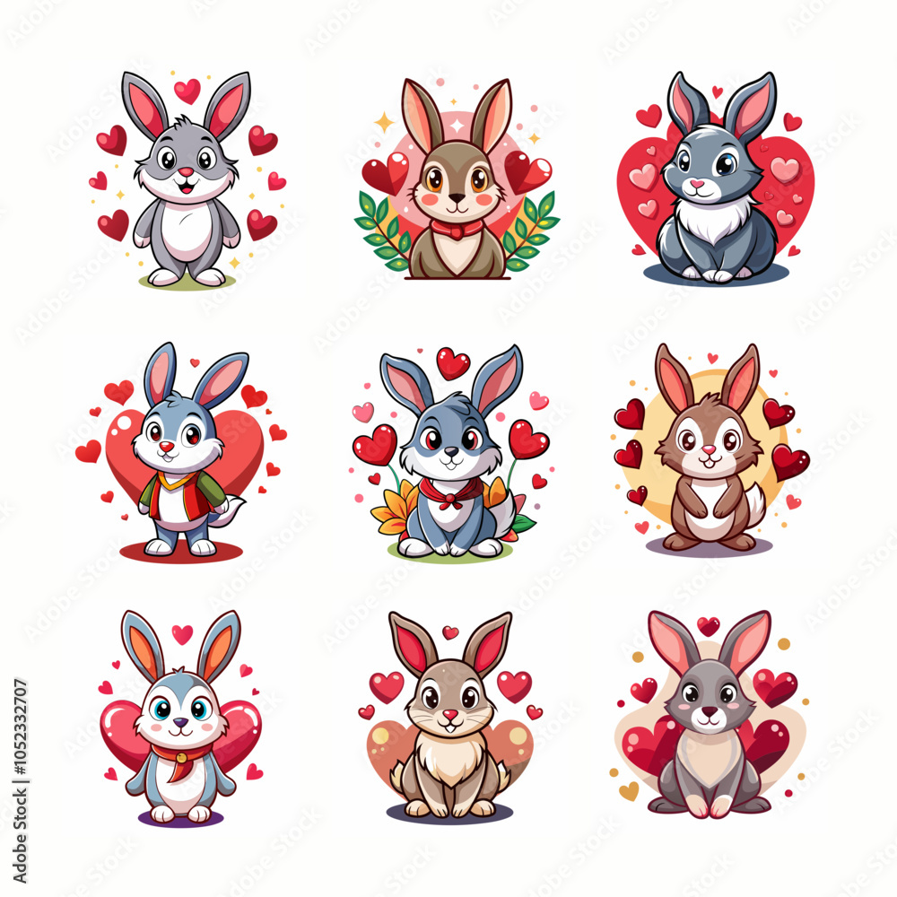 Fototapeta premium Brighten up your Valentine's Day projects with this Rabbi vector bundle! Includes cute clipart and illustrations, perfect for decorations and cards.