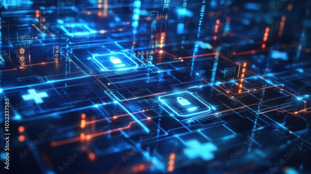 Fototapeta premium Cybersecurity in healthcare: Securing sensitive healthcare data from cyber threats