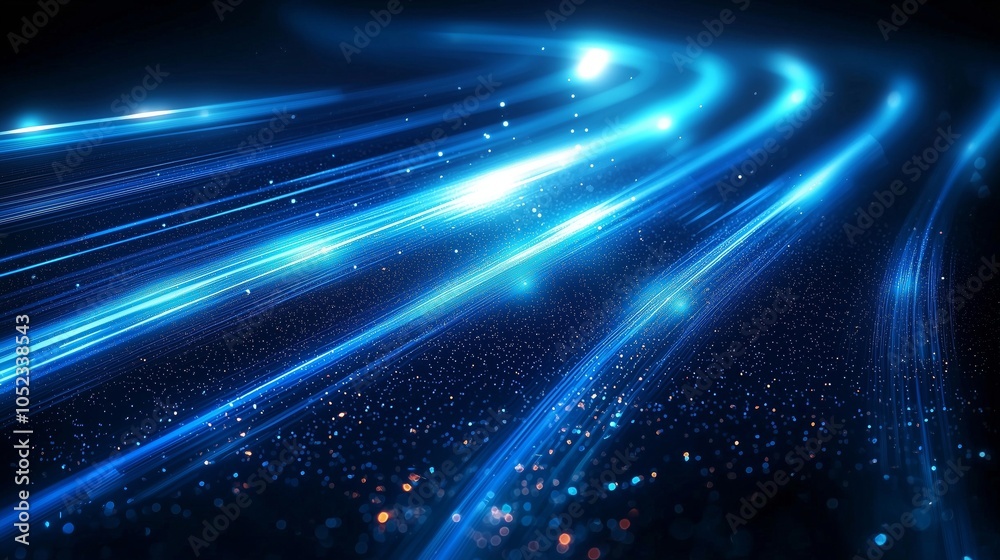 Naklejka premium Exploring Dynamic Light Trails in a Stunning Blue Background