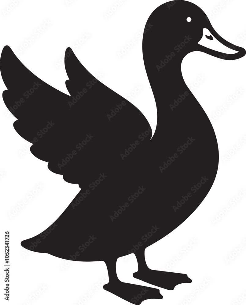 Fototapeta premium duck black vector icon, Black duck icon simple style vector, Duck Silhouette black clipart,