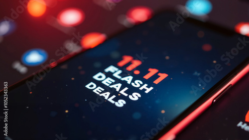 11.11 sales deals on mobile app with festive red background