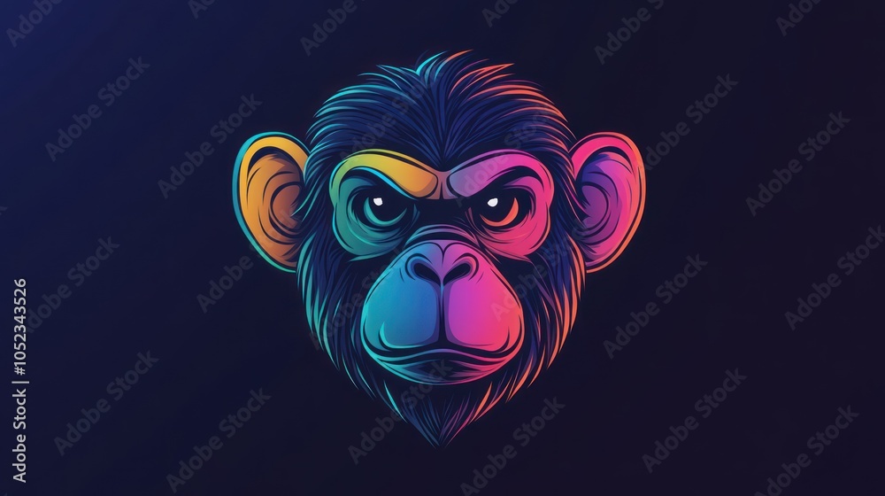 Neon Monkey Illustration